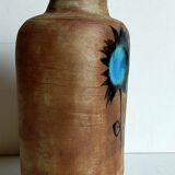 Ceramic vase "Poterie du Colombier" vintage blue sun