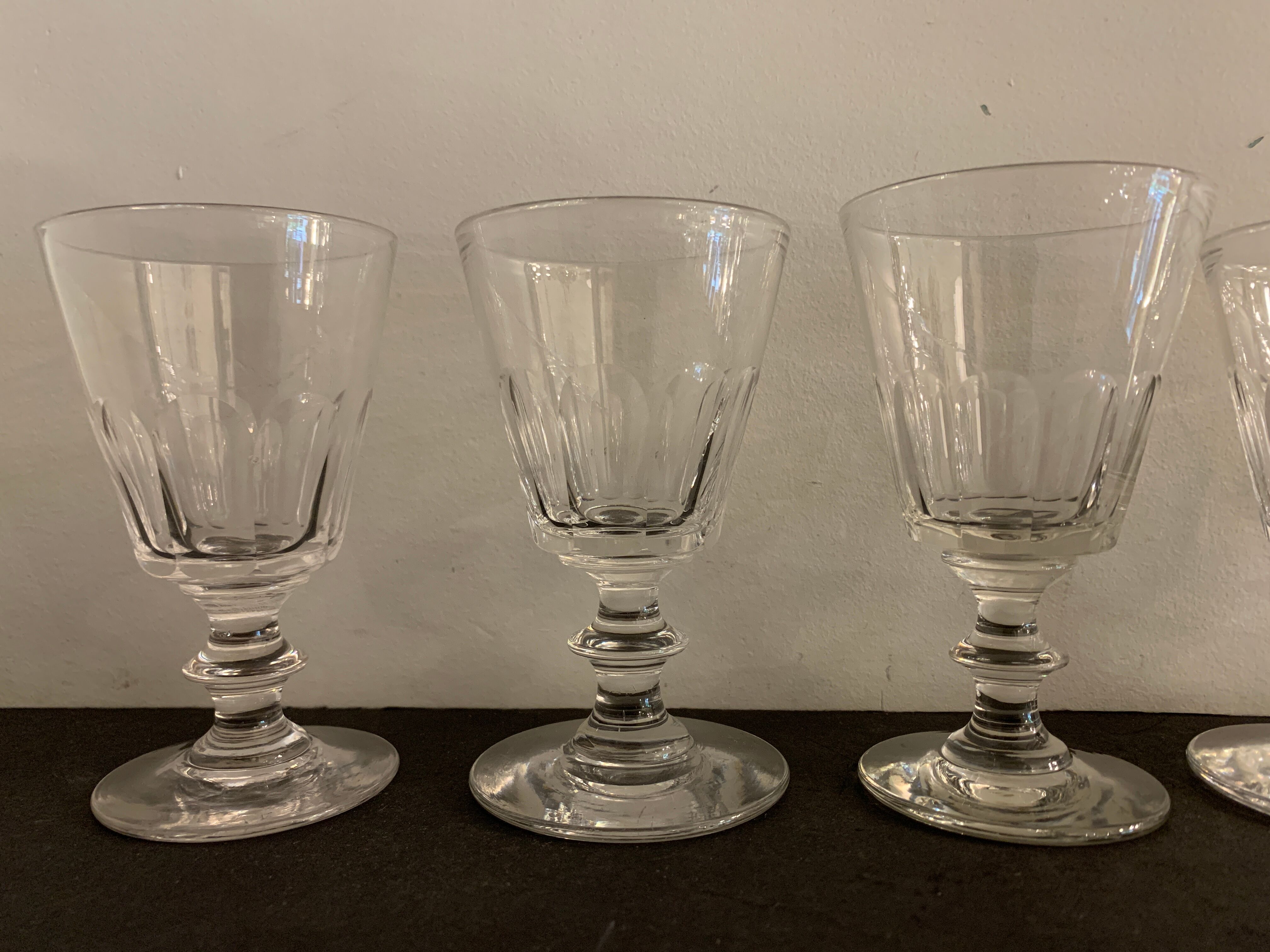 6 verres en cristal saint louis, modèle caton, xxème siècle
