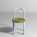 Set of four Italian postmodern metal chairs with sculpted seats, 1980s