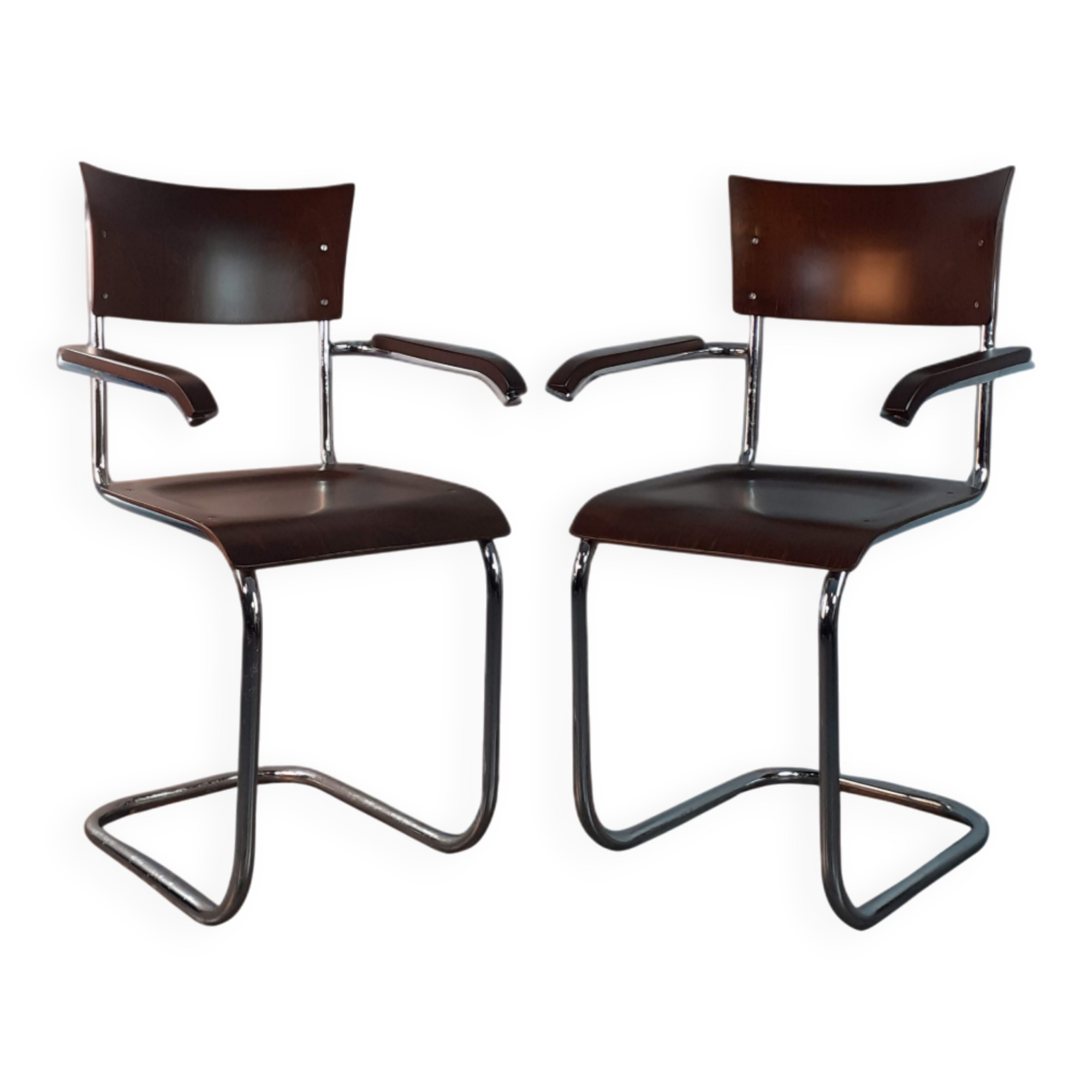 Paire de chaises Mücke Melder, Bauhaus tchèque 1930s