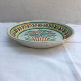 Ancient Plate Deco Ceramics White Drawings Flowers Painted Vintage