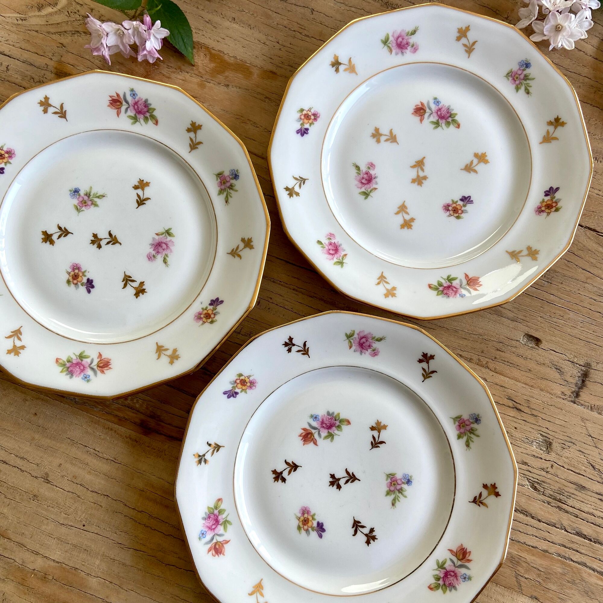 6 dessert plates porcelain france vintage
