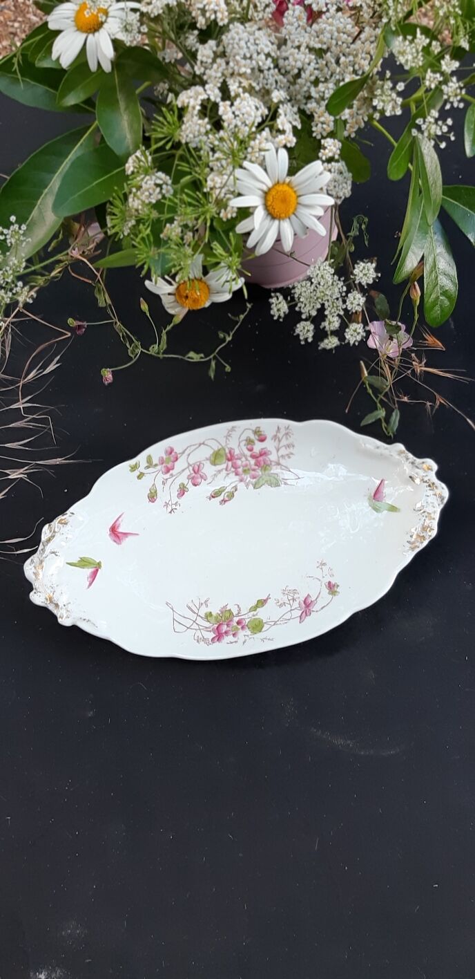 ravier - porcelain dish floral decoration and butterfly