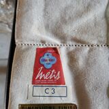 Drap ancien en lin et métis fleur bleue