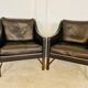 Fauteuils en cuir et palissandre de Fredrik Kayser des années 50 – cuir marron