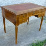 Walnut flat desk with 5 drawers