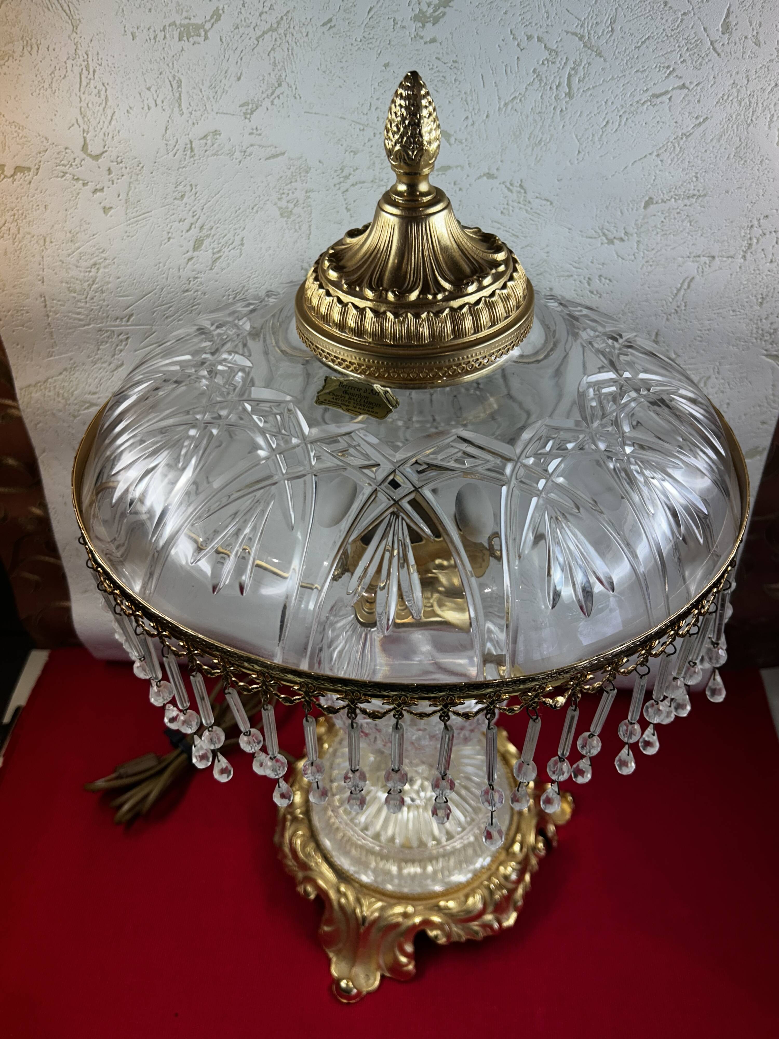 Italian style table lamp, glass artist Charles Balembois, glass & B