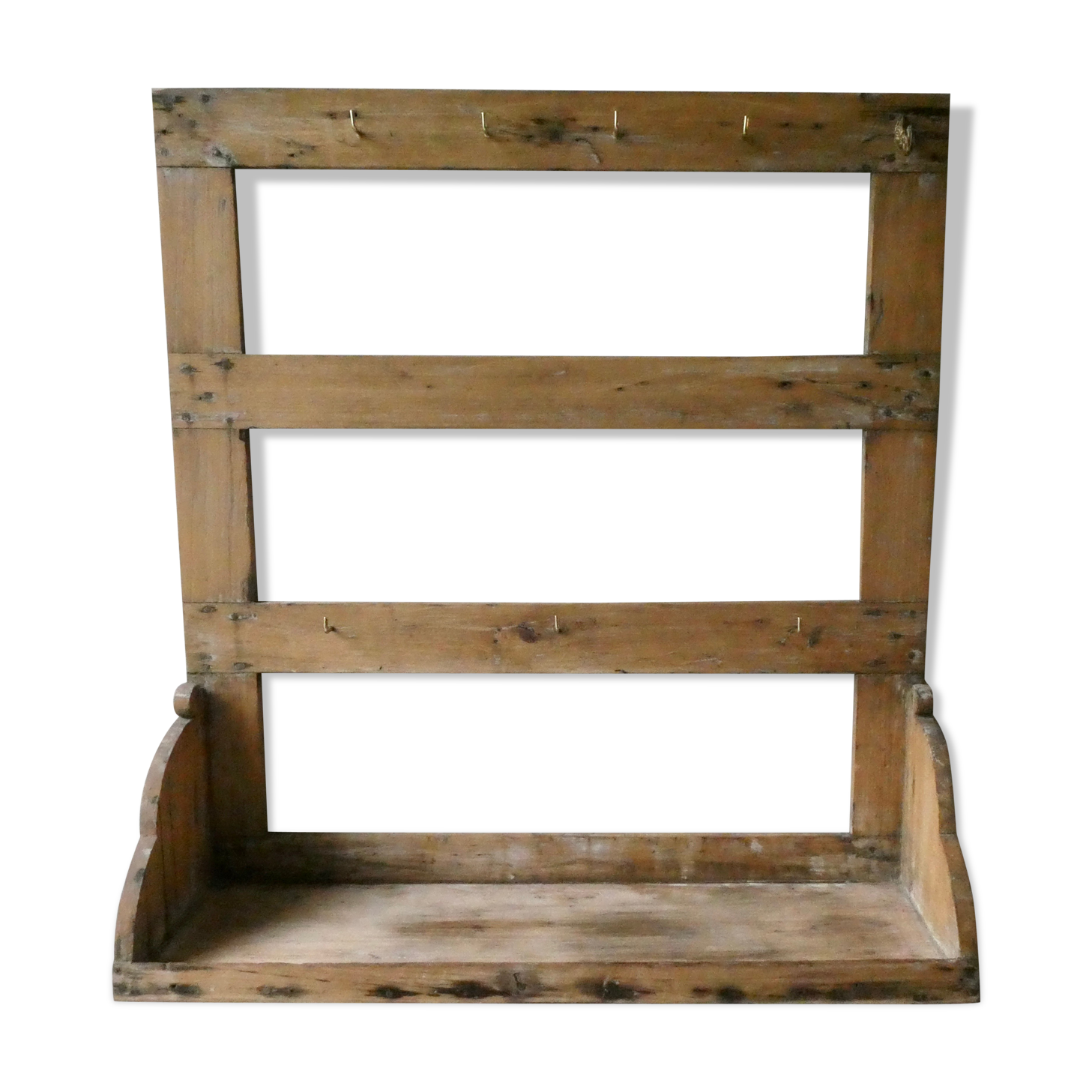 Shelf, kitchen utensils, patinated wood