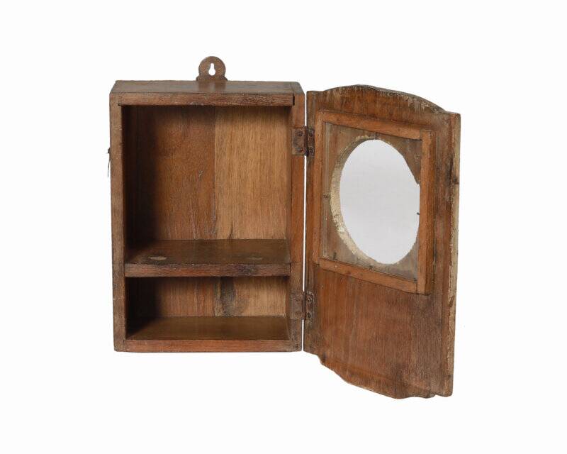 Small old wall display case clock box patina original india