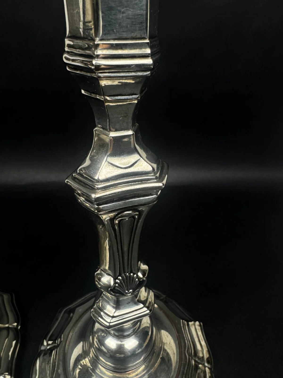 Pair of silver-plated bronze candlesticks, Auguste Monnier Veuve, 1911