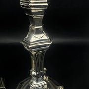 Pair of silver-plated bronze candlesticks, Auguste Monnier Veuve, 1911