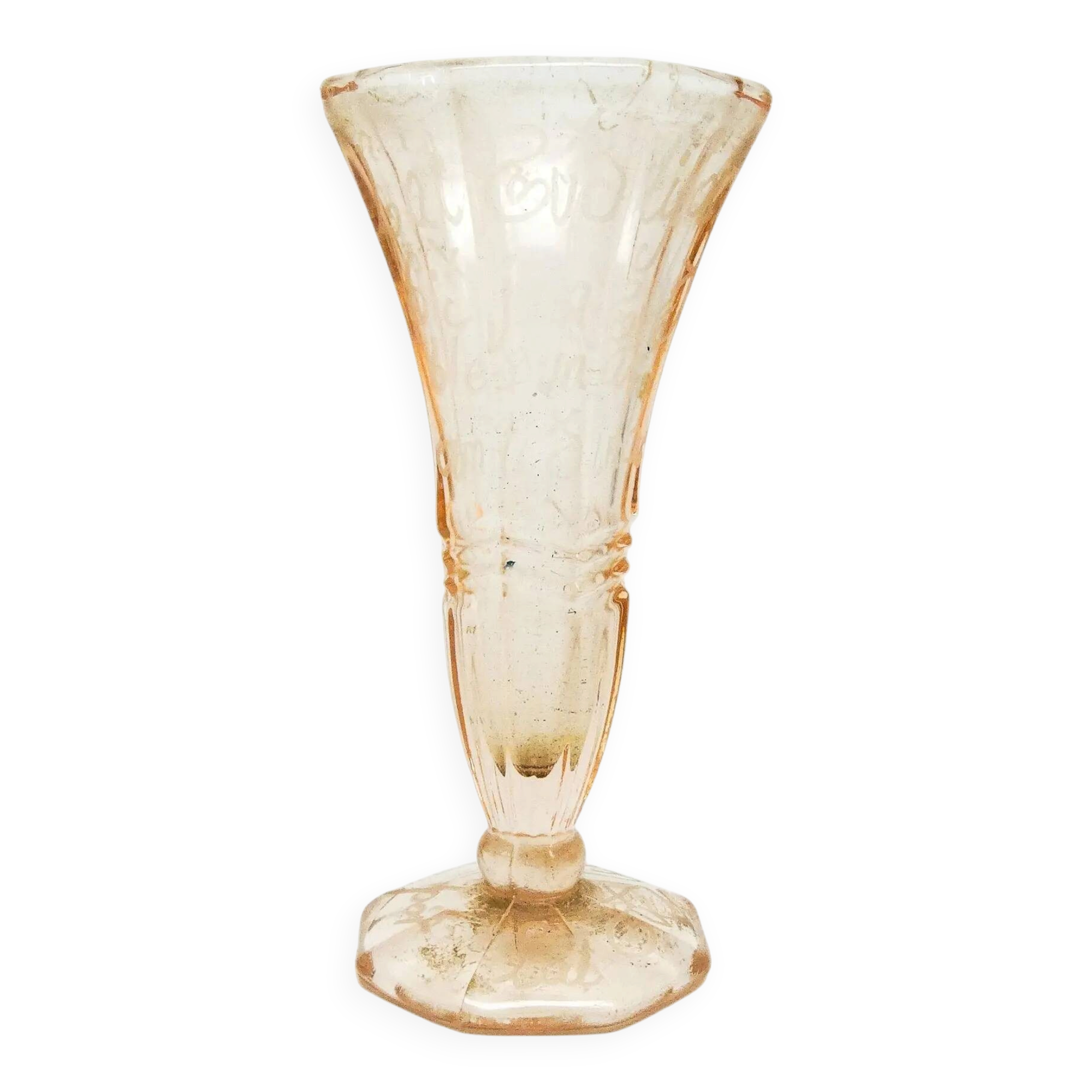 Art Deco vase, pressed rosé glass, Sweden, 1960s