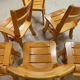 series of 6 brutalist chairs in blond oak, 1970