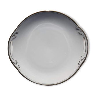 White and gold porcelain round dish