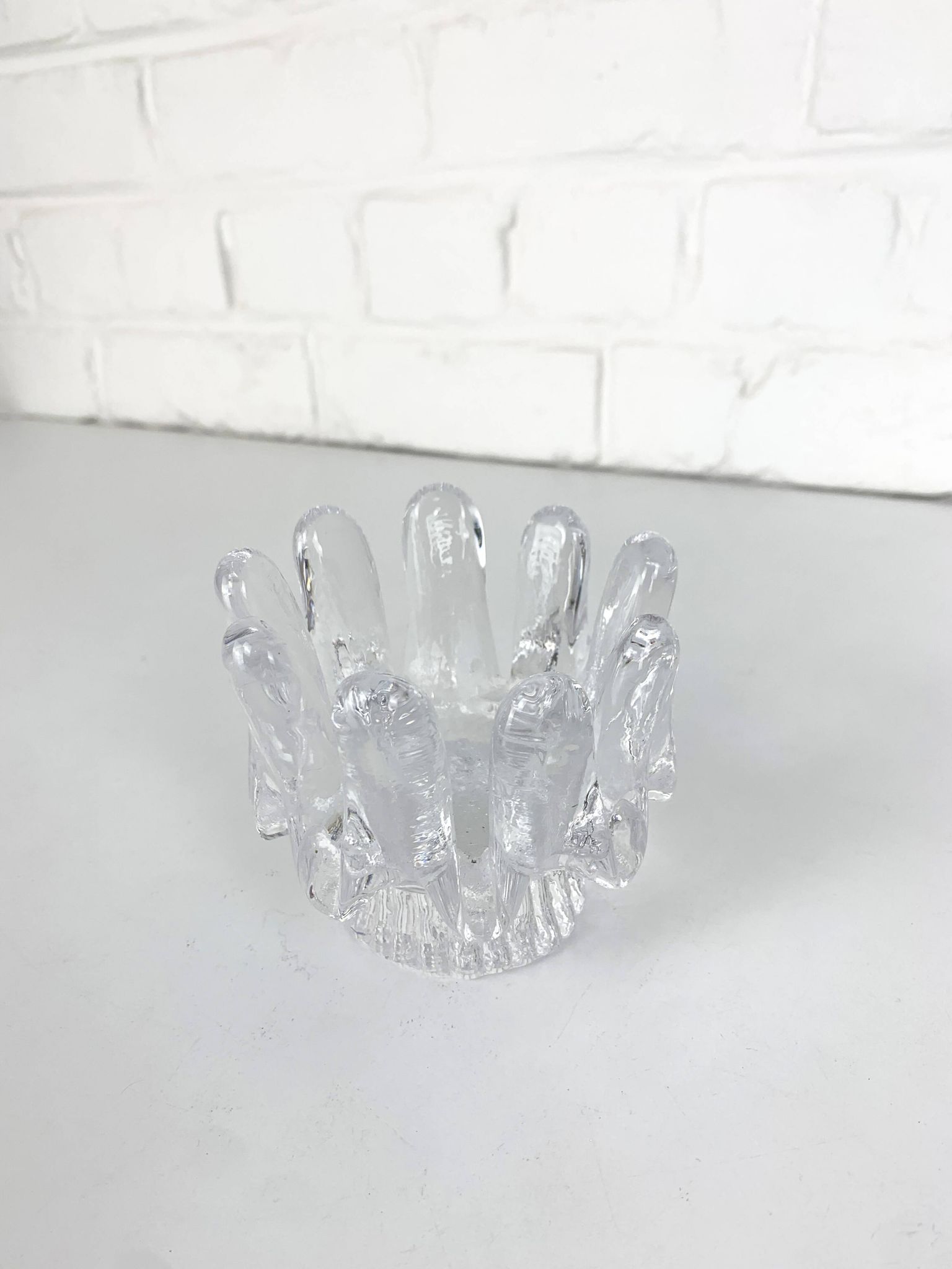 Sunflower glass candle holder, Göran Wärff for Kosta Boda, Sweden, 1970s