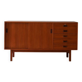 Scandinavian teak sideboard with sliding doors, 1960s