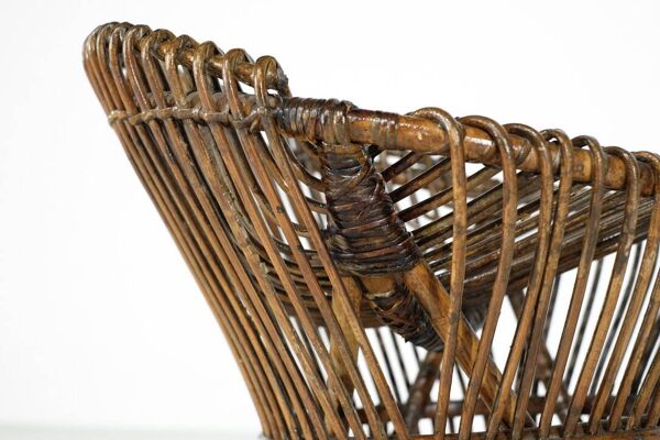 Tabouret en Rotin, Italie, années 1960s.