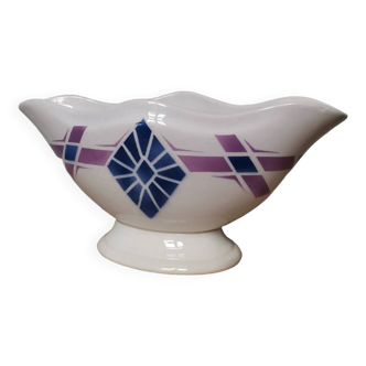 Vintage ceramic gravy boat Moulin des Loups Orchies France geometric pattern