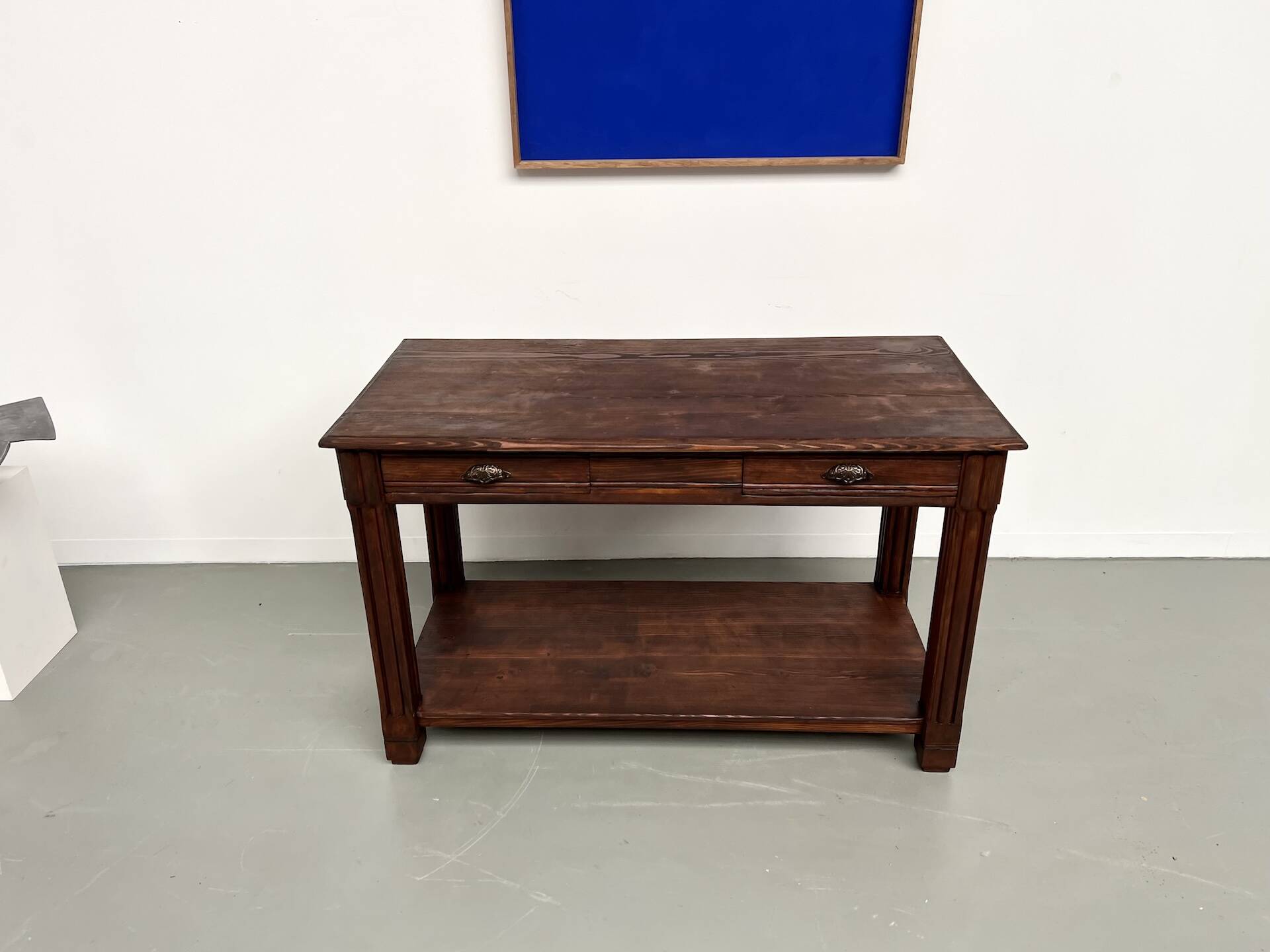 Small pine drapery table from the 1950s