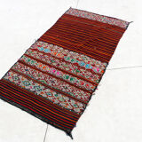 Kilim Tellisse red wool flat carpet 145 x 270 cm