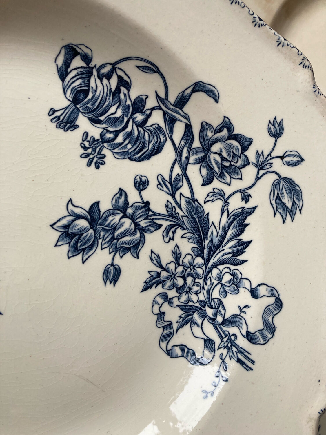Blue flowered ironstone deep plates from Saxony