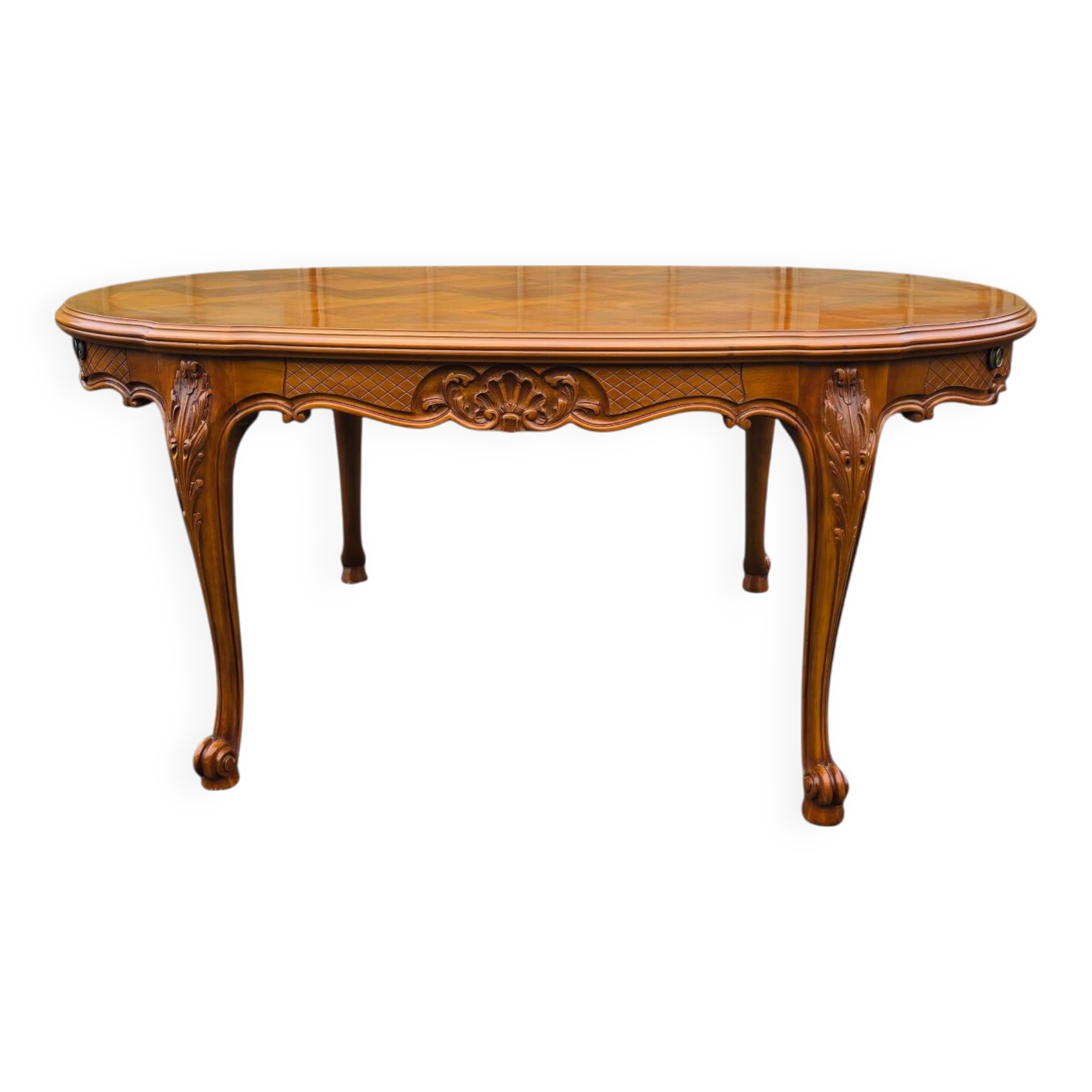 Louis XV style cherry wood table with extensions