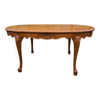 Louis XV style cherry wood table with extensions