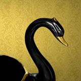 Vintage black and gold ceramic swan vase from the 1960s.