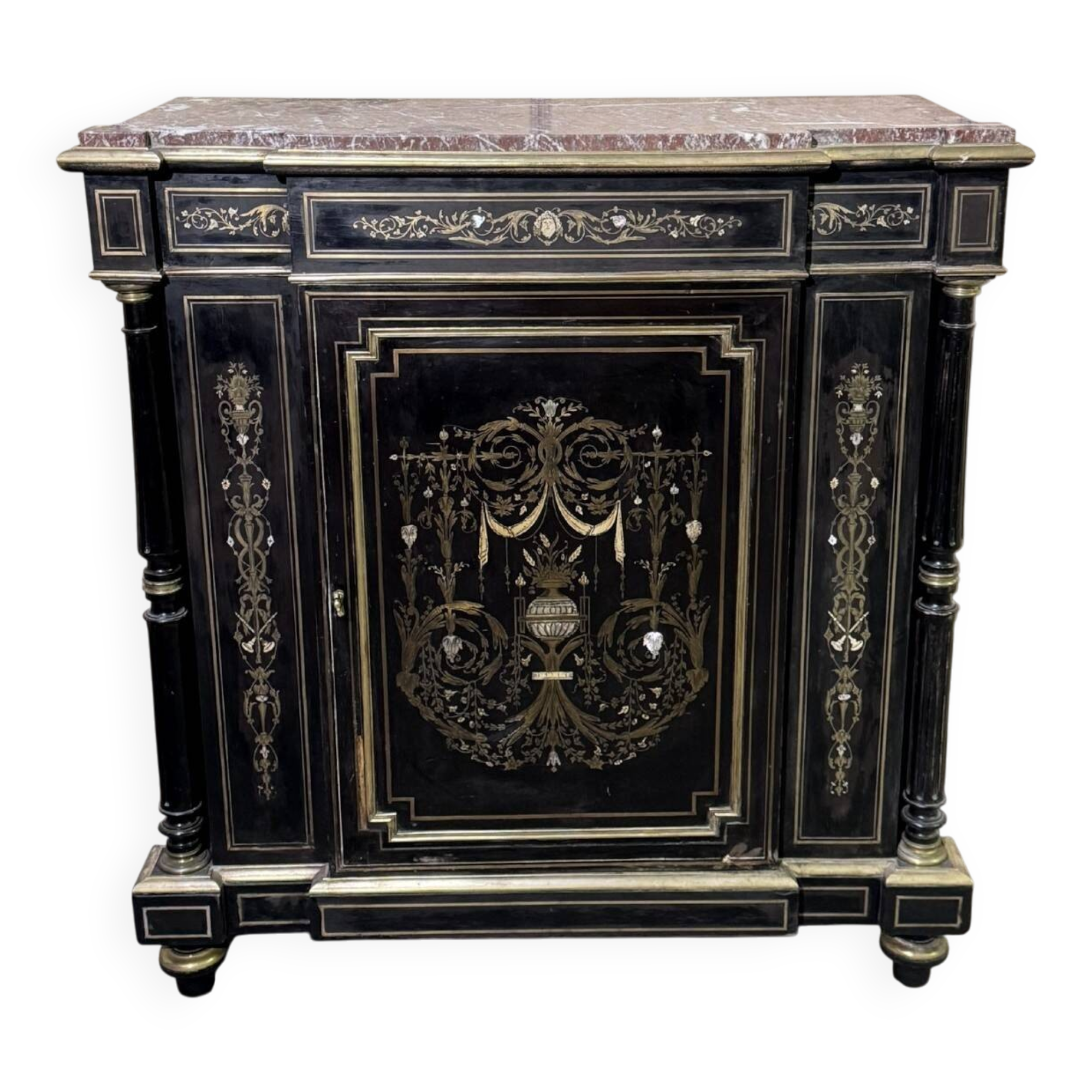 "Boulle" furniture with a support height in gilded brass marquetry from the Napoleonic era.