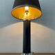 Vintage column lamp in leather and silver brass 60s-70s