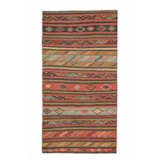 1970s Vintage Turkish Hand-Knotted Wool Cotton Red Runner Rug 117x227