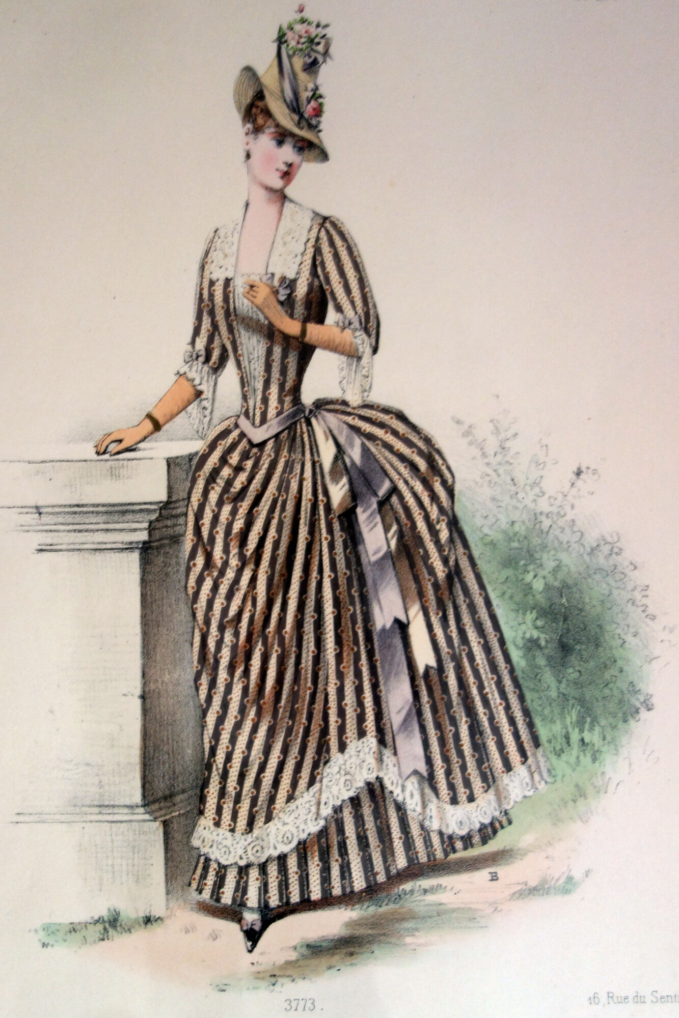 Fashion engraving "Dolorés" circa 1890