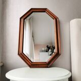 Vintage wooden mirror with 70s 80x40cm cut glass