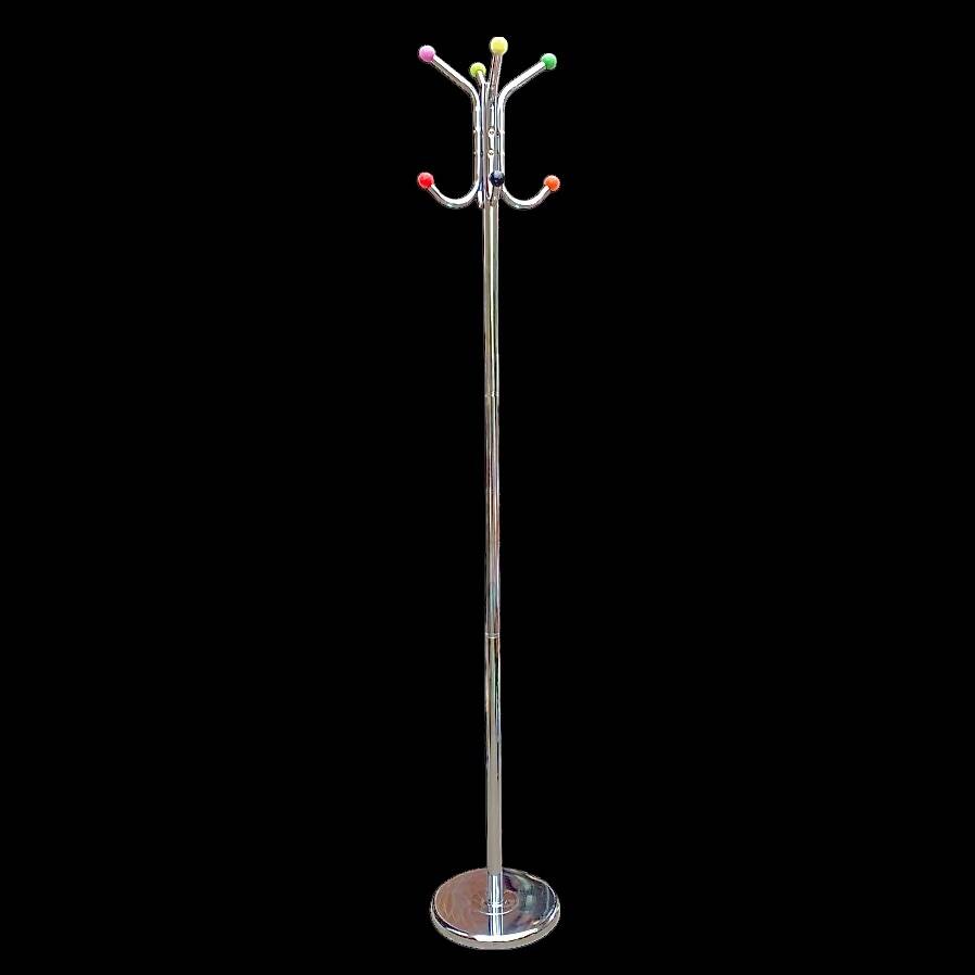 Chrome Parrot Coat Rack with Multi-Colored Balls – 1980s