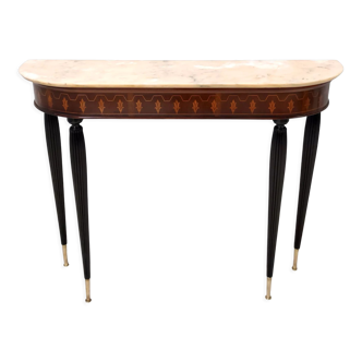 Console table with a demilune marble top, italy