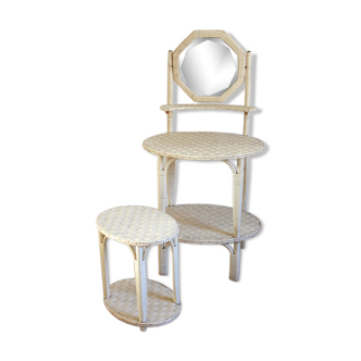 Dressing table and stool in scoubidou