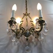 Lustre cage à  4 lumières bronze et cristal