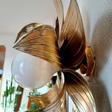 Large brass flower wall light, Jansen style, 1960