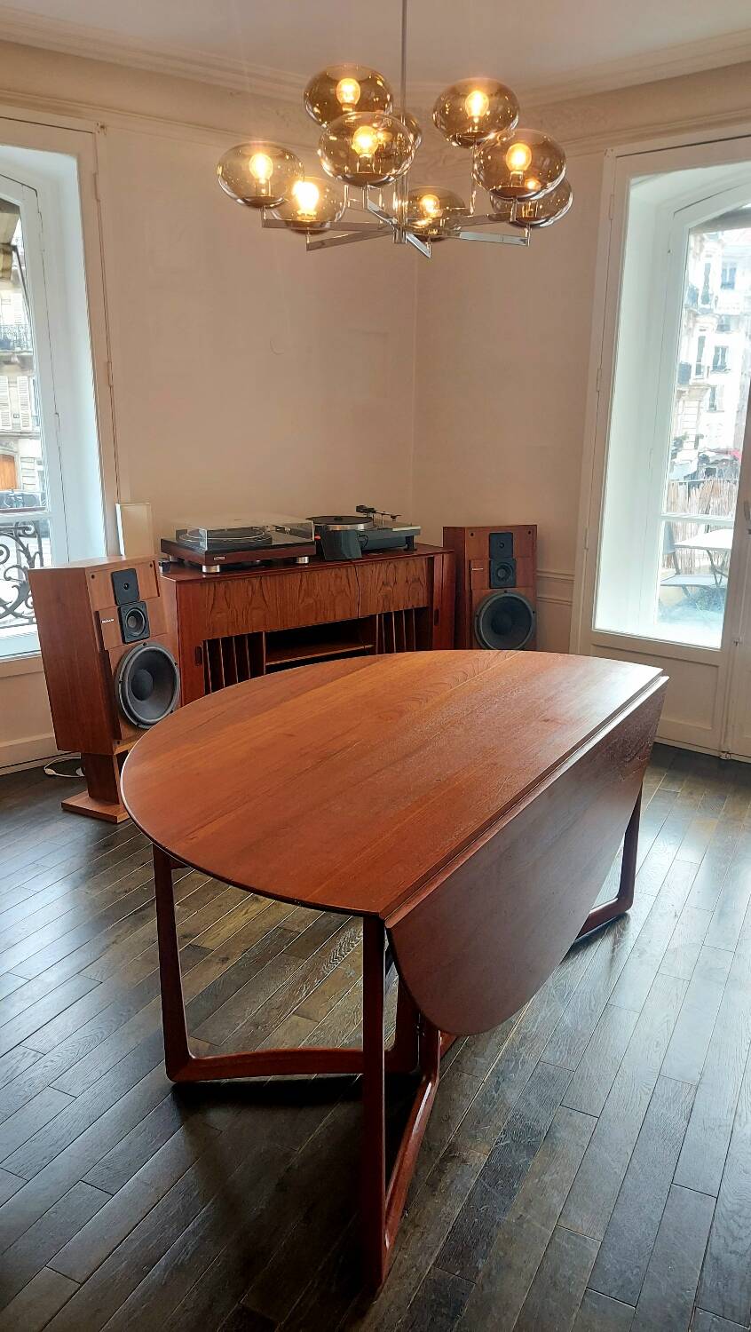 Extremely rare - Danish 20/59 vintage Drop Leaf table in teak by Peter Hvidt and Orla Mølgaard Nielsen for France & Søn - 6 - 8 people