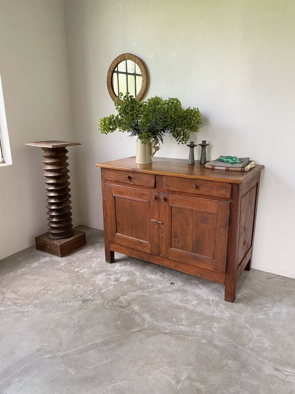 Jam cabinet, folk art furniture, oak, 19th century