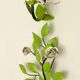 Pair of vintage green metal wall sconces – leaf-shaped