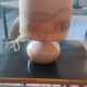 Ceramic lamp and its painted silk lampshade, circa 1970