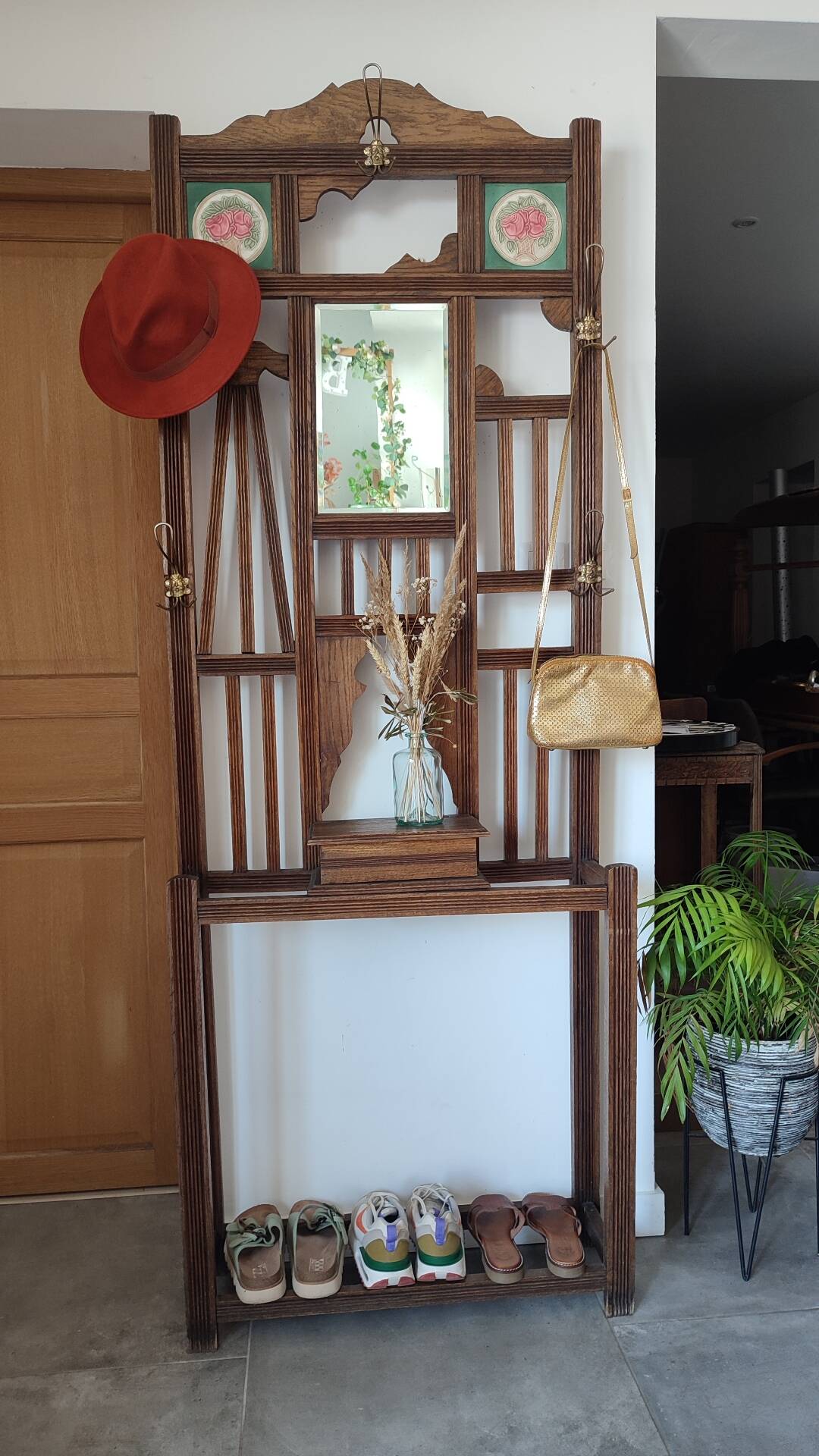 Porte manteau chêne art déco