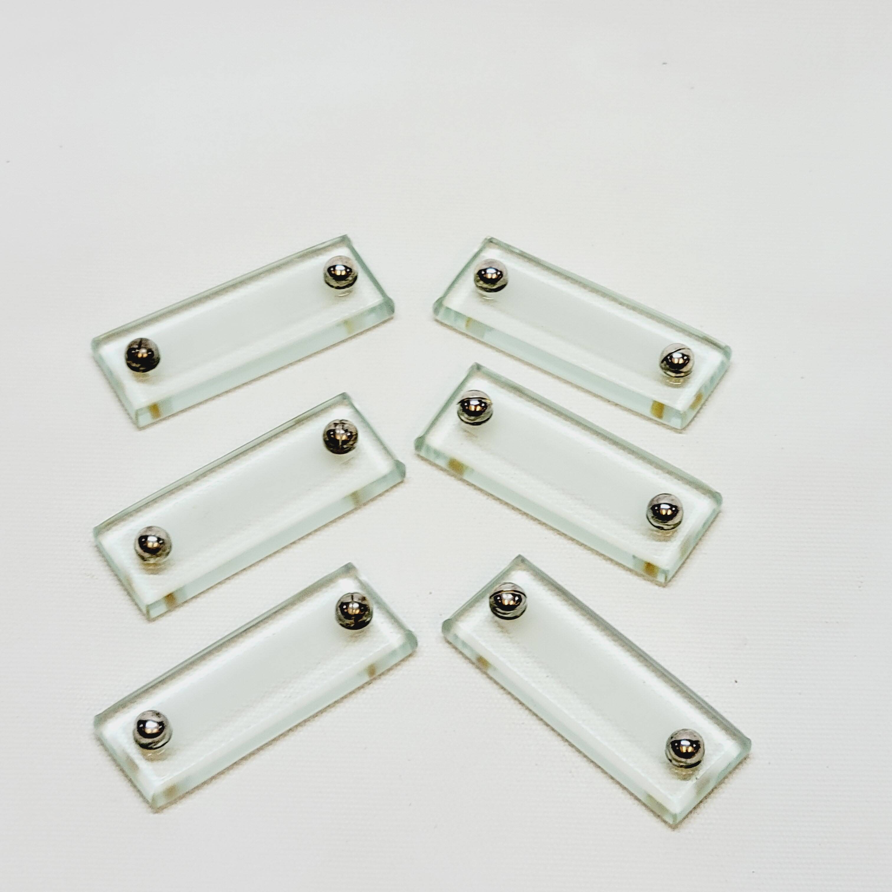 6 Porte Cartes Support Cartes Nom Emplacement A Table Verre Et Métal Argenté