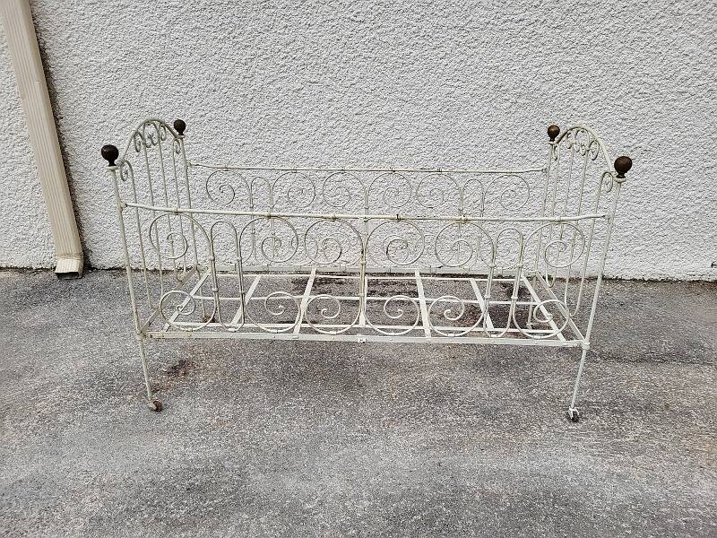 Small 2-tier metal and wooden stand 1960