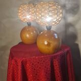 pair of solid wood big balls lamps 35x20 4kg very good condition