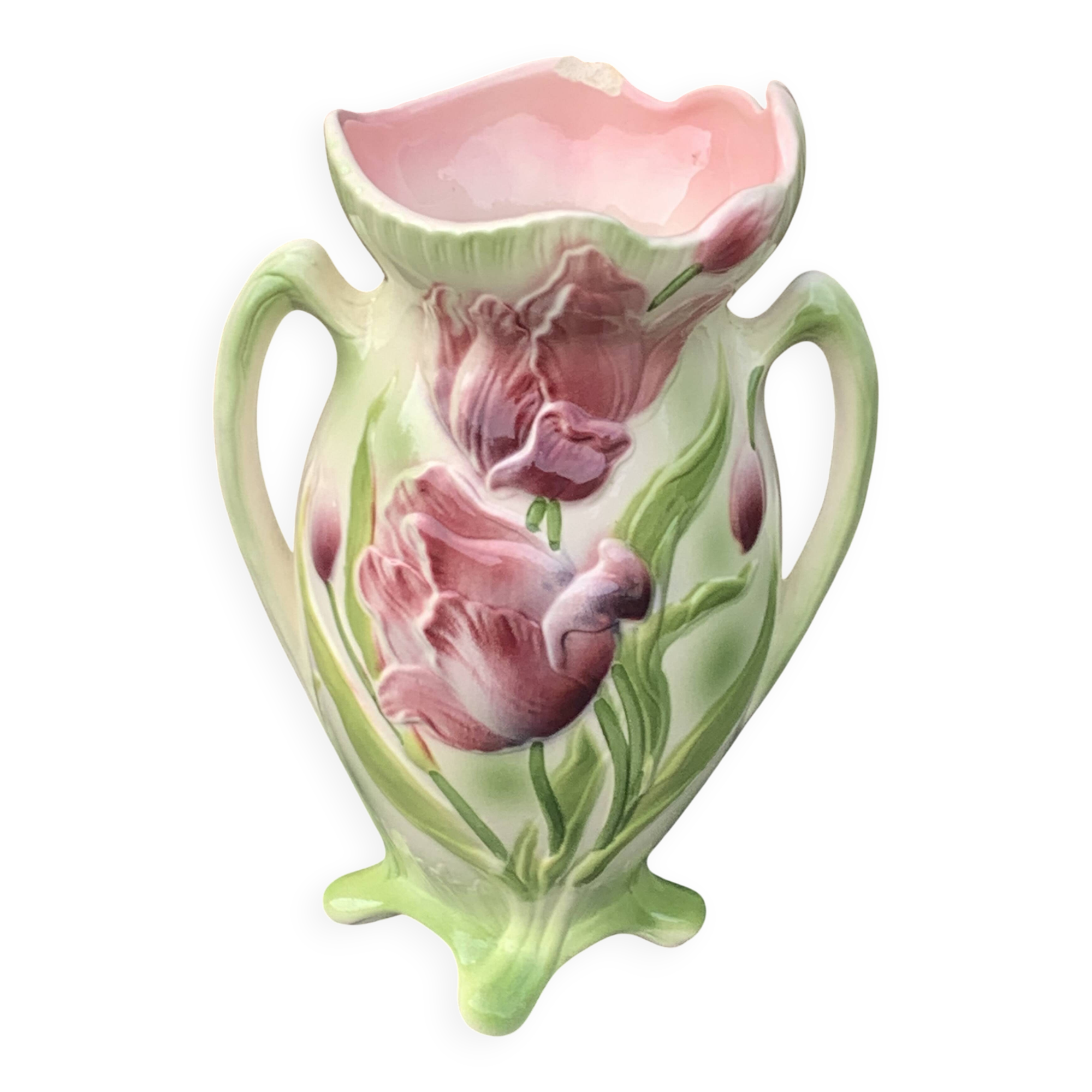 Large slip vase, glazed ceramic, Saint-Clément, France,