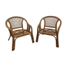 Pair of vintage armchairs made of rattan, wicker and bamboo