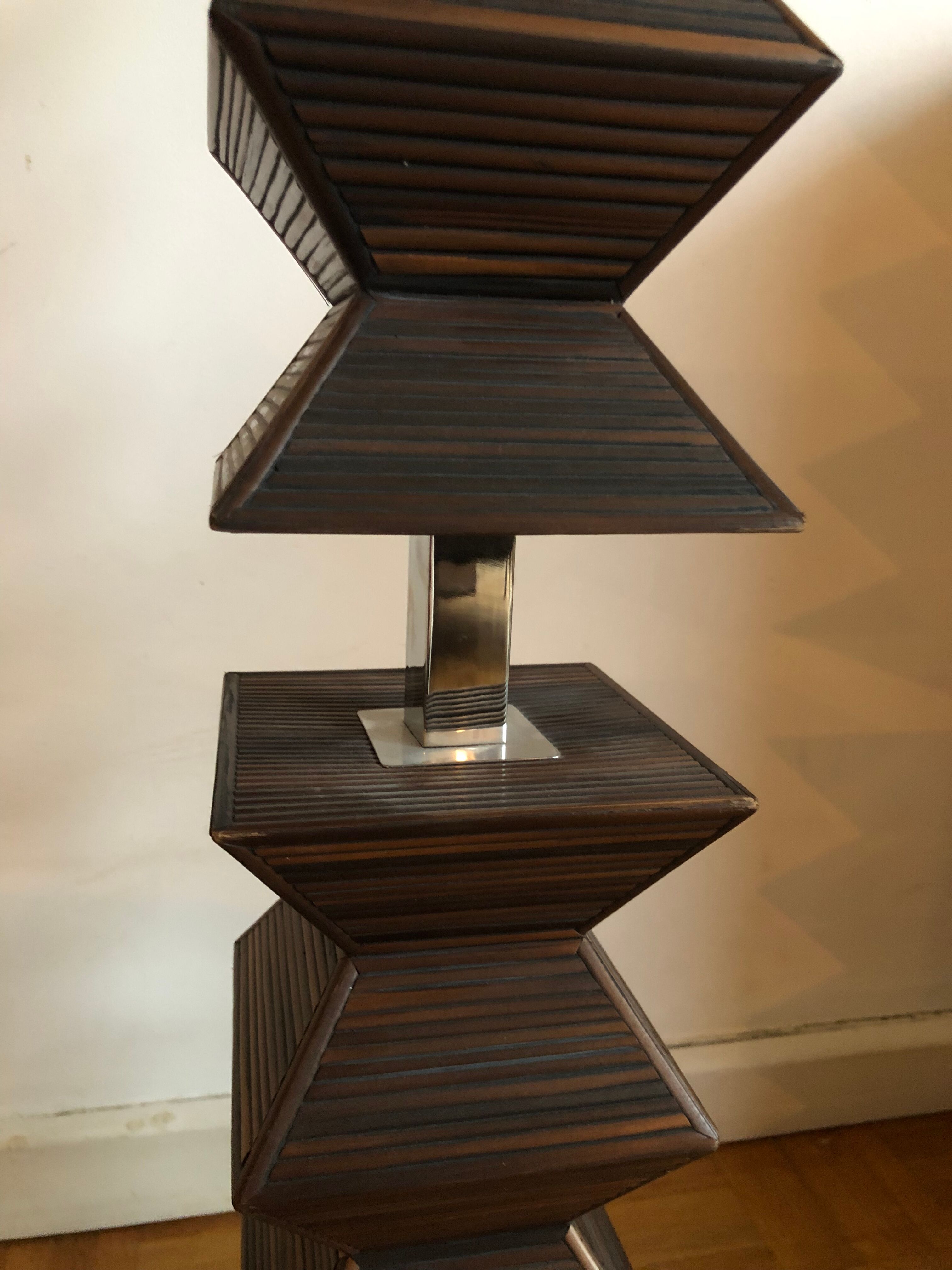 Wood and chrome design floor lamp