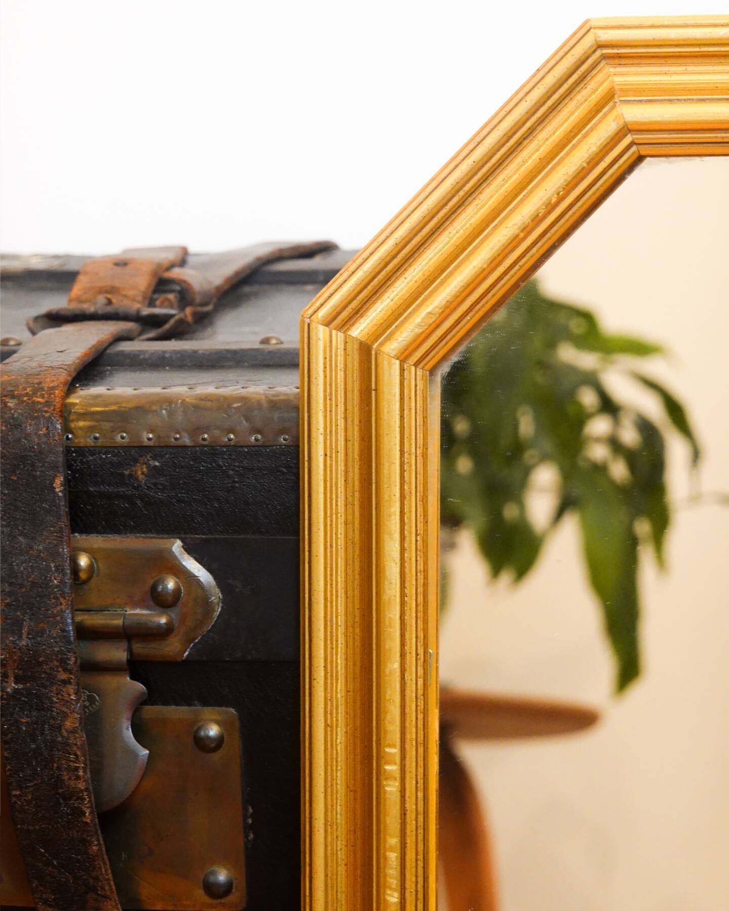 Art Deco style golden octagonal wall mirror